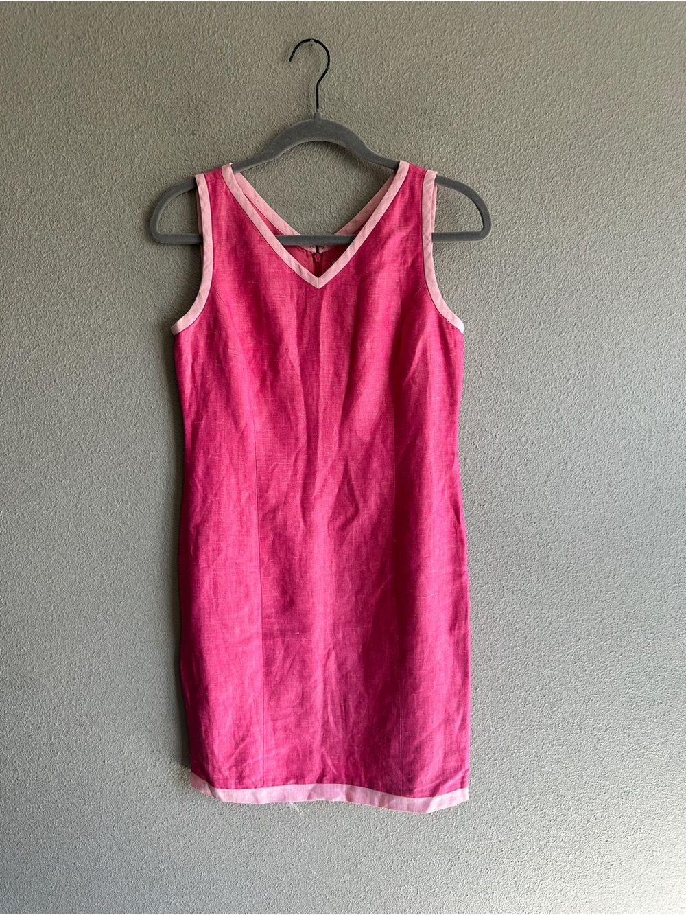 Vintage LOFT Pink V-Neck Linen Shift Dress 2